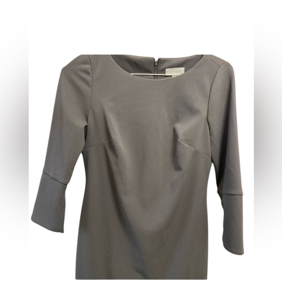 Calvin Klein Size 6 gray form fitted women’s dress long sleeves  $159 - Picture 2 of 5